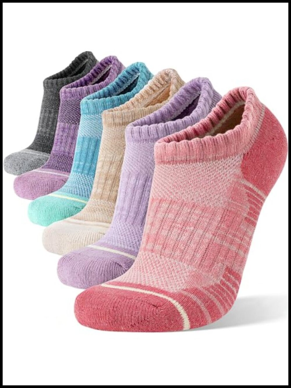Merino Wool Ankle Running Hiking No Show Socks 6 Pairs